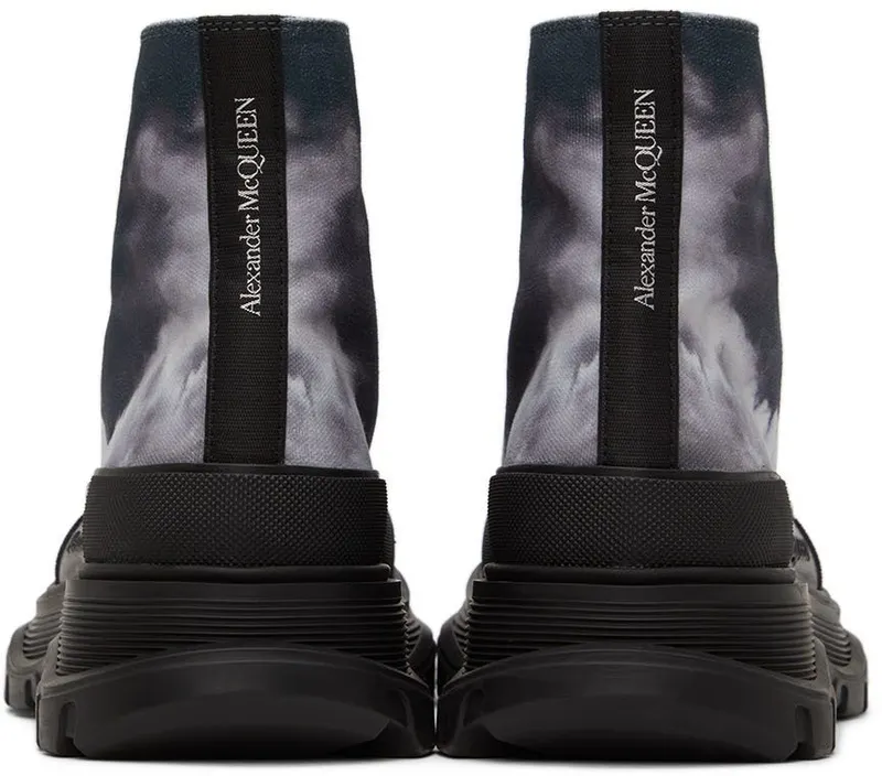 Alexander McQueen Black Sky Print Tread Slick Sneakers (705665W4TG1)