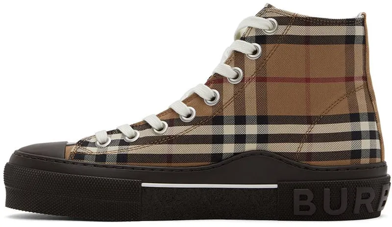 Burberry Brown Vintage Check High-Top Sneakers (8055661)