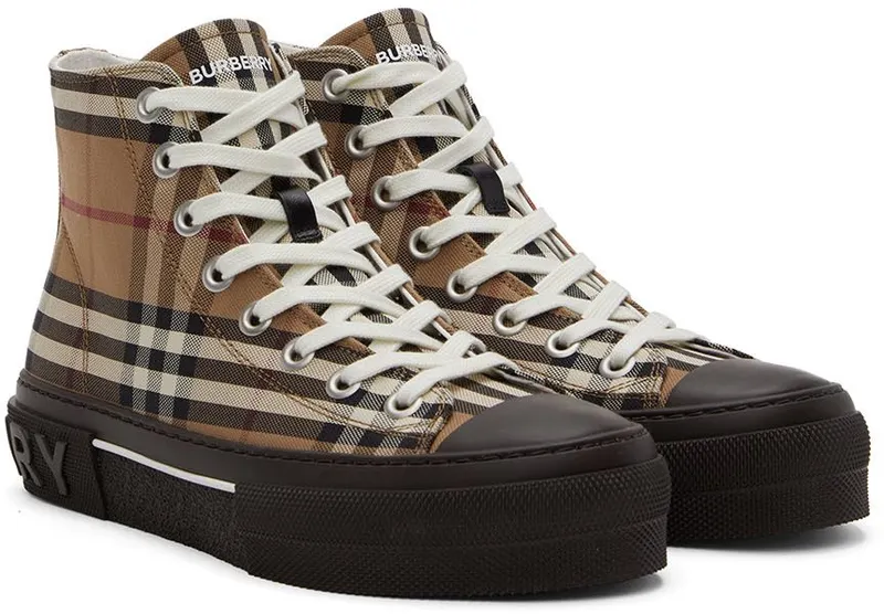 Burberry Brown Vintage Check High-Top Sneakers (8055661)
