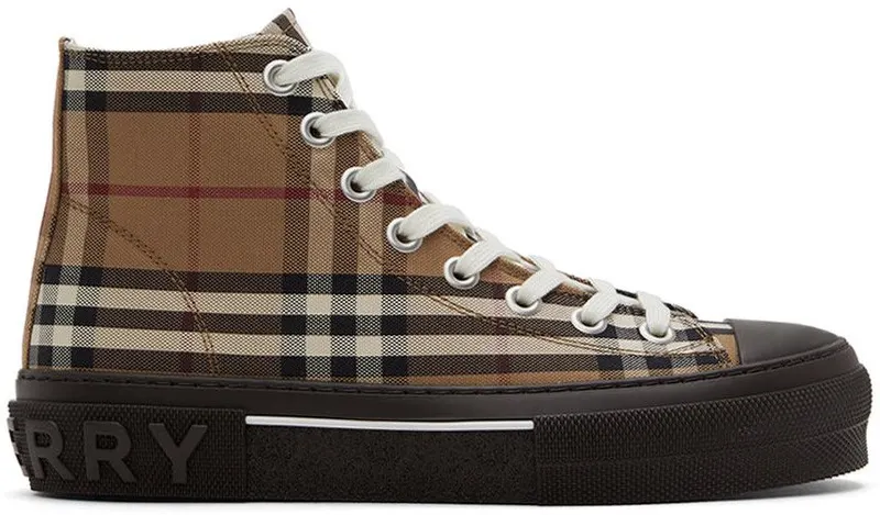 Burberry Brown Vintage Check High-Top Sneakers (8055661)