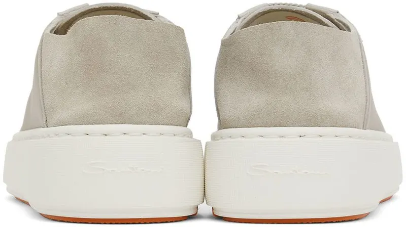 Santoni Gray Leather Derby Sneakers (WBCD60973BARGOLYE24)