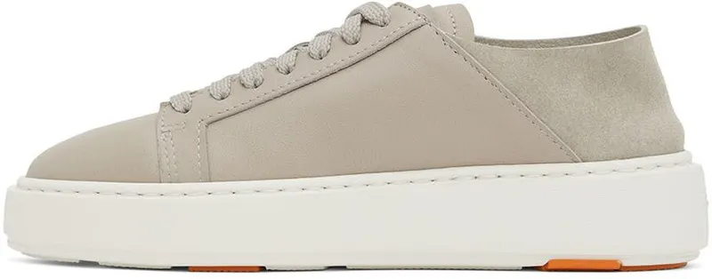 Santoni Gray Leather Derby Sneakers (WBCD60973BARGOLYE24)