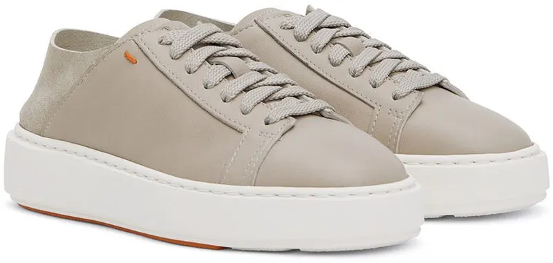 Santoni Gray Leather Derby Sneakers (WBCD60973BARGOLYE24)