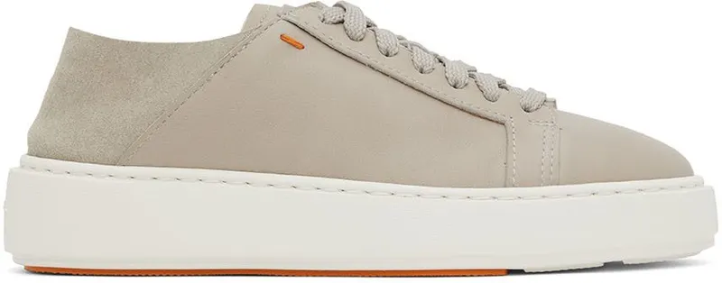 Santoni Gray Leather Derby Sneakers (WBCD60973BARGOLYE24)