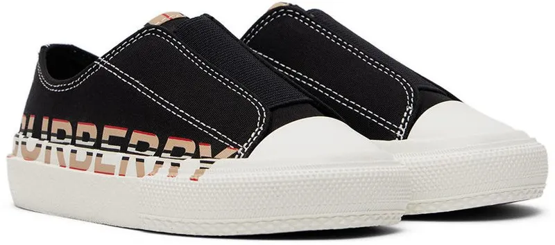 Burberry Kids Black Icon Stripe Logo Slip-on Sneakers (8042881)