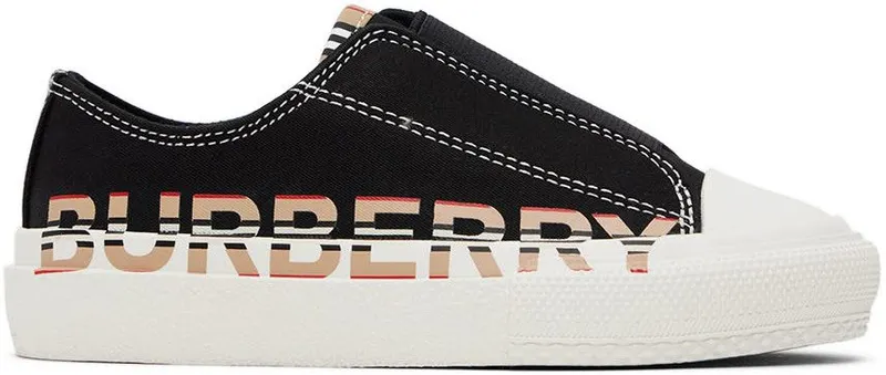 Burberry Kids Black Icon Stripe Logo Slip-on Sneakers (8042881)