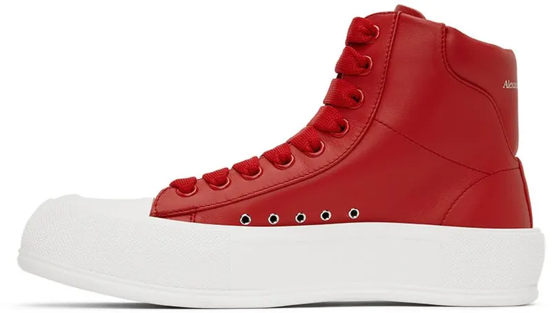 Alexander McQueen Red Deck Plimsoll High-Top Sneakers (705203WHRU0)