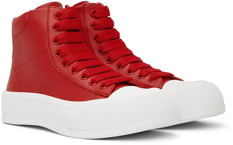 Alexander McQueen Red Deck Plimsoll High-Top Sneakers (705203WHRU0)