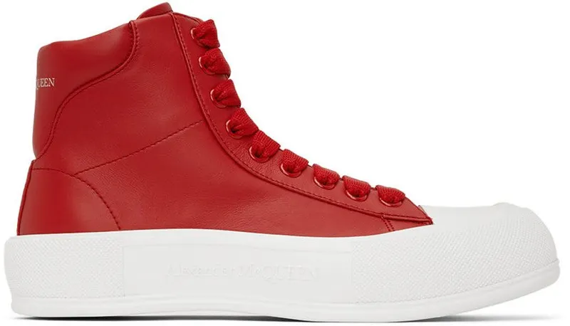 Alexander McQueen Red Deck Plimsoll High-Top Sneakers (705203WHRU0)