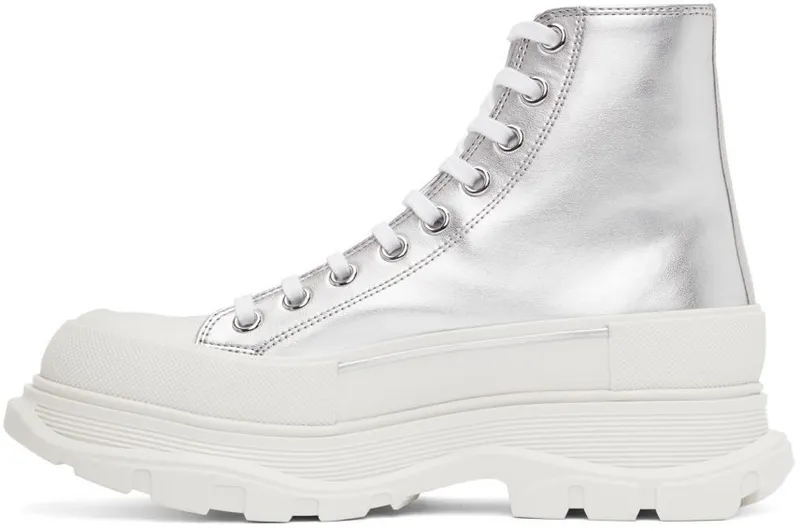 Alexander McQueen Silver Tread Slick High Sneakers (705659W4TX1)