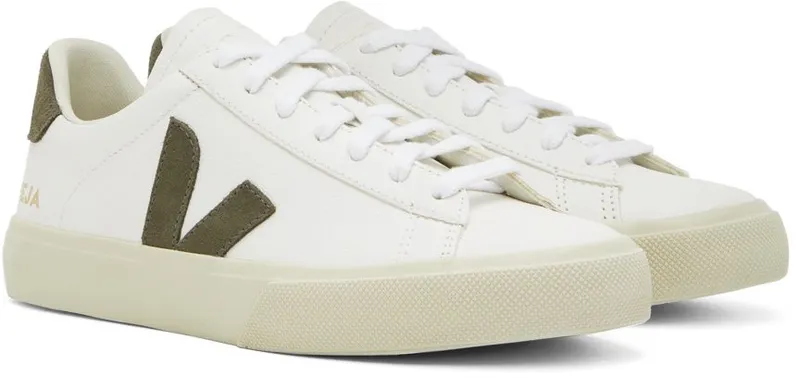 VEJA White & Khaki Campo Sneakers (CP0502347)