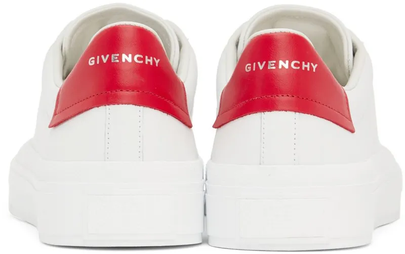 Givenchy White & Red Leather City Sport Sneakers (BH005VH118112)