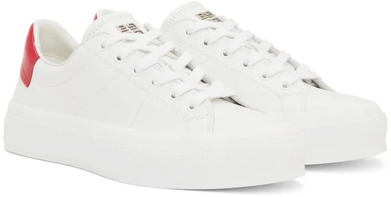 Givenchy White & Red Leather City Sport Sneakers (BH005VH118112)