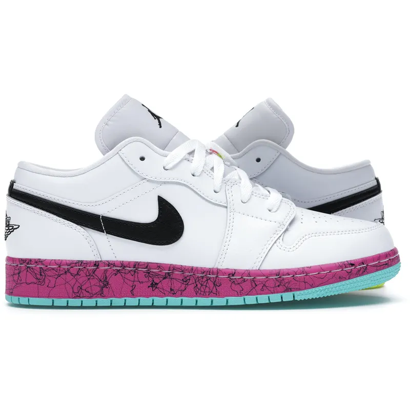 Jordan 1 Low Multi-Color Midsoles White (GS) (CV9548-100)