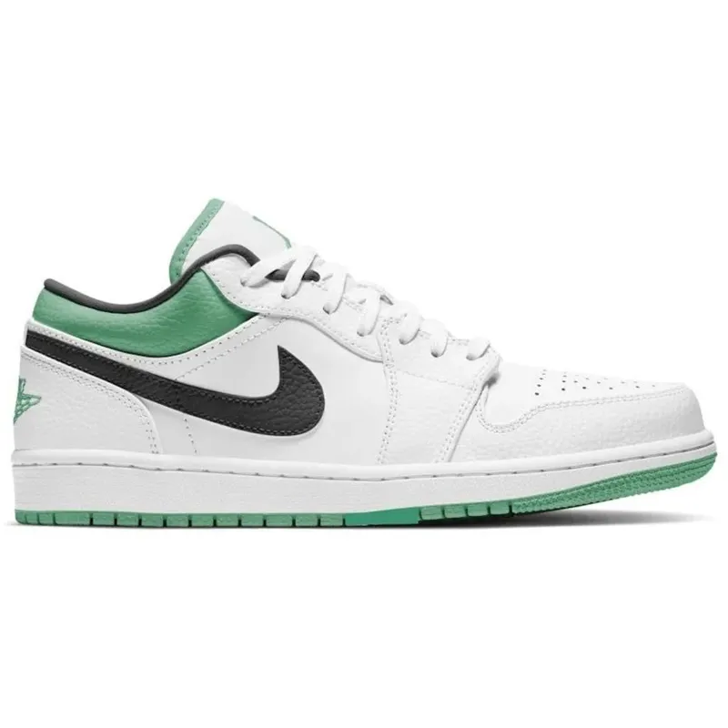 Jordan 1 Low White Lucky Green Tumbled Leather (GS) (553560-129)