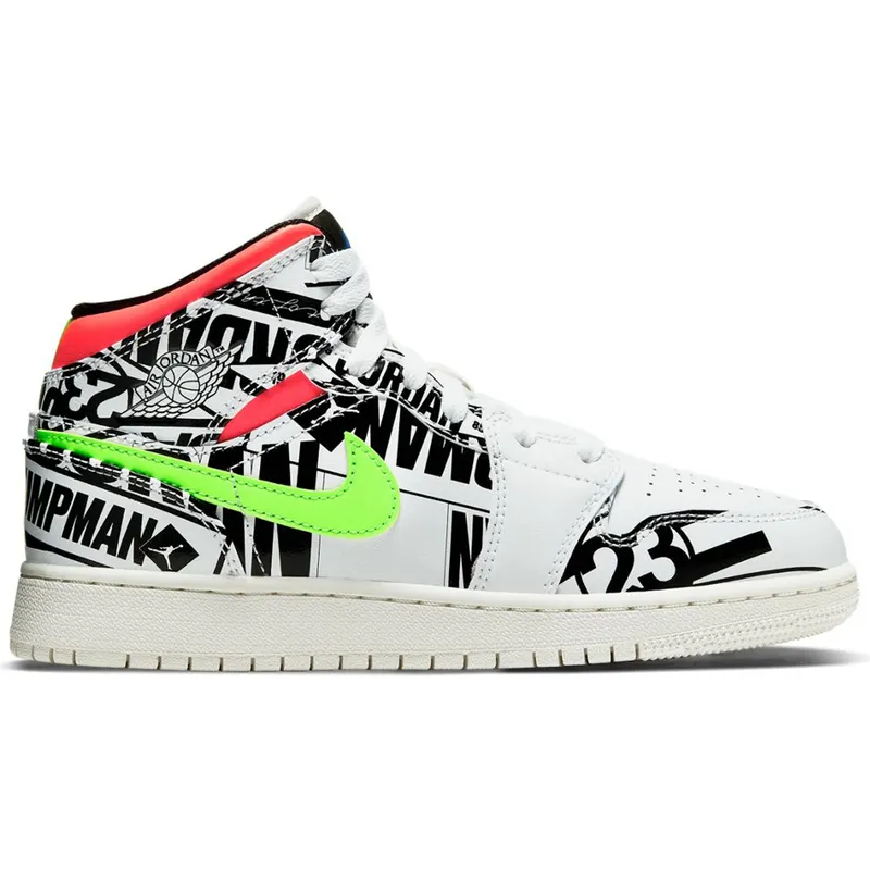 Jordan 1 Mid All Over Logos (GS) (554725-143)
