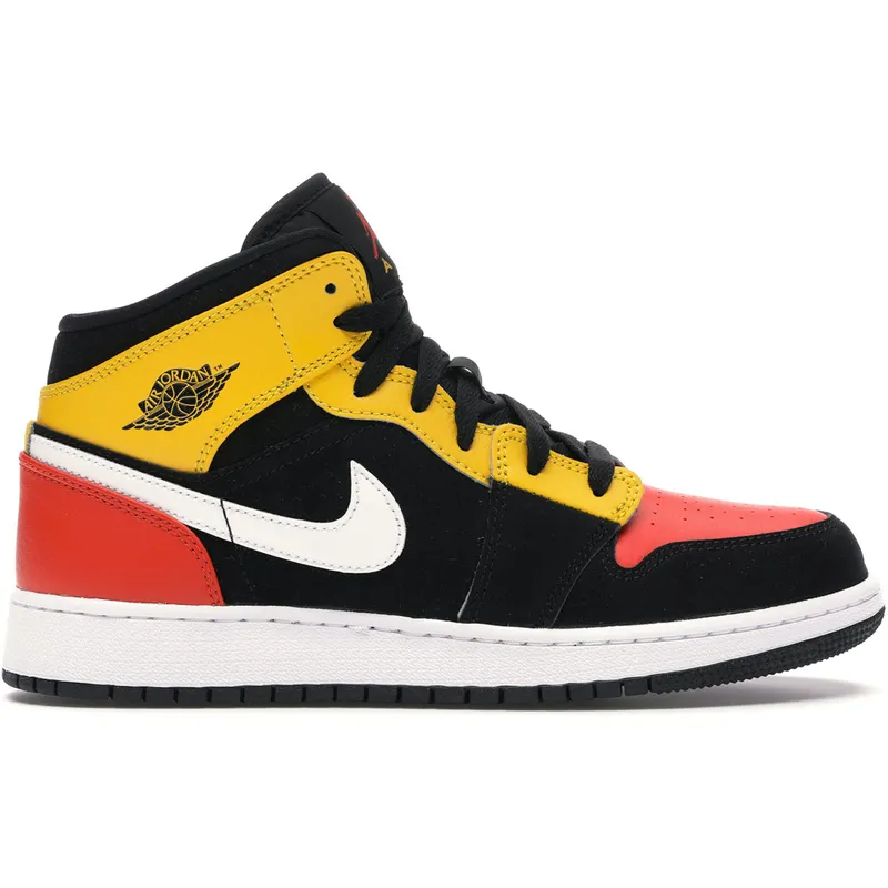 Jordan 1 Mid Black Amarillo Team Orange (GS) (BQ6931-087)