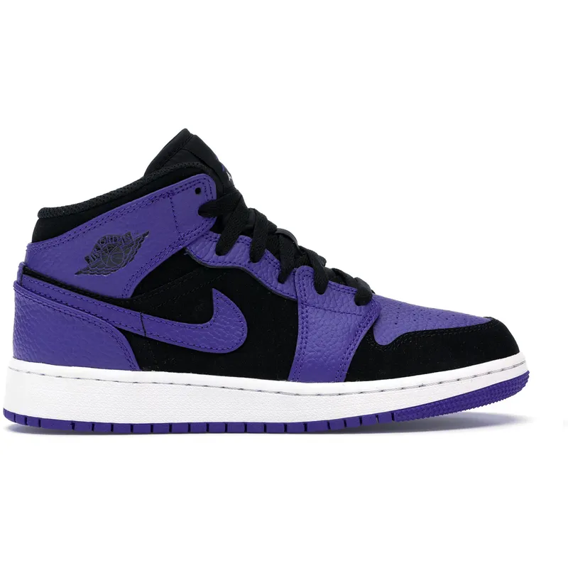 Jordan 1 Mid Black Dark Concord (GS) (554725-051)