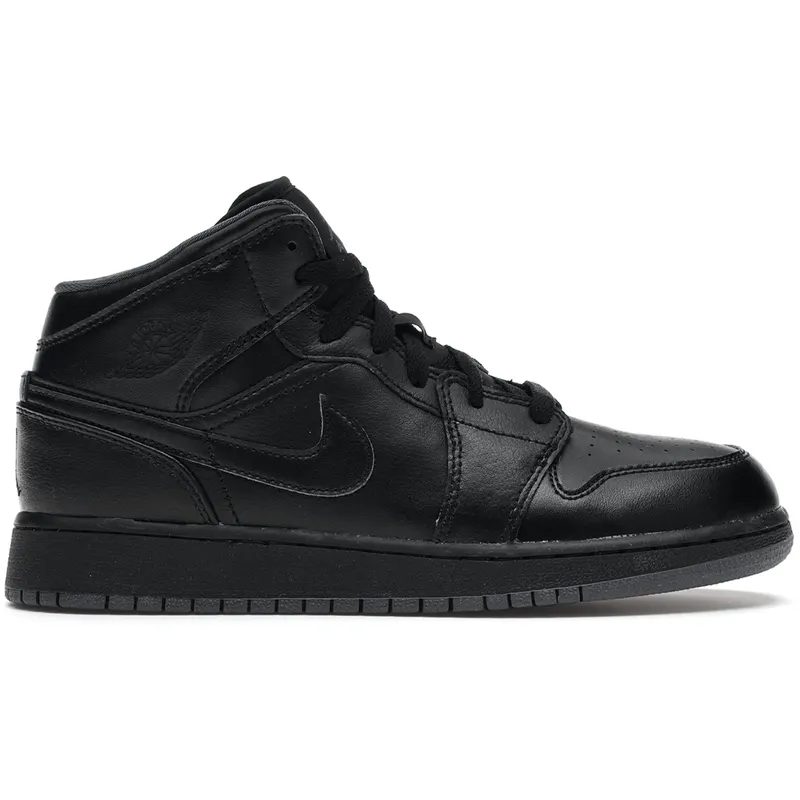 Jordan 1 Mid Black Dark Grey Outsole (GS) (554725-021)
