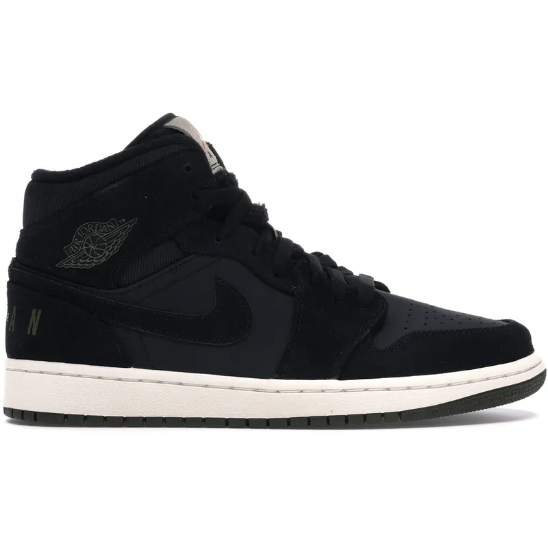 Jordan 1 Mid Black Olive Canvas (BQ6579-001)