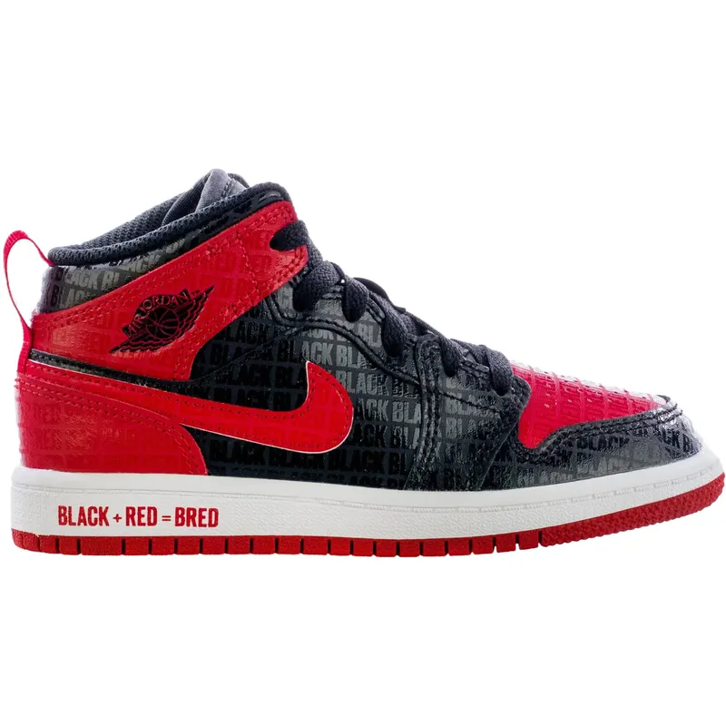 Jordan 1 Mid Black Red Bred (PS) (DM9651-001)