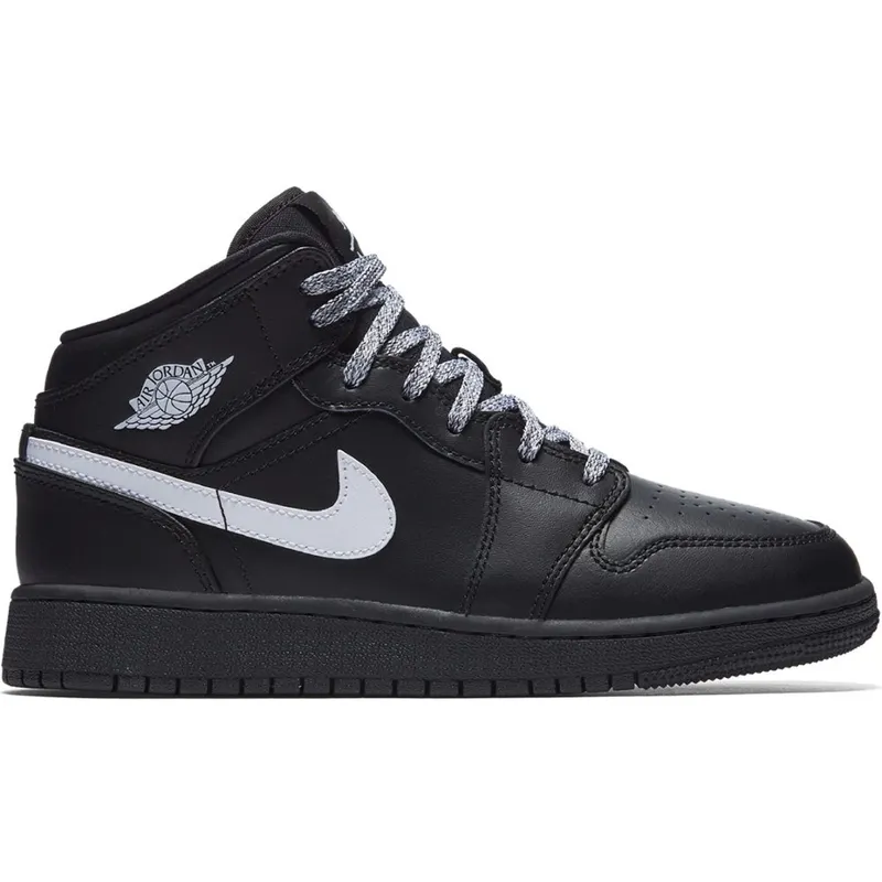 Jordan 1 Mid Black White Speckle (GS) (554725-049)