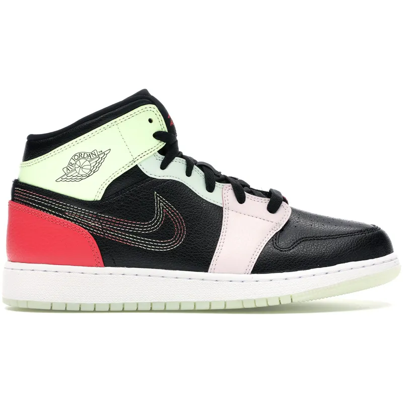 Jordan 1 Mid Glow-In-The-Dark (GS) (AV5174-076)