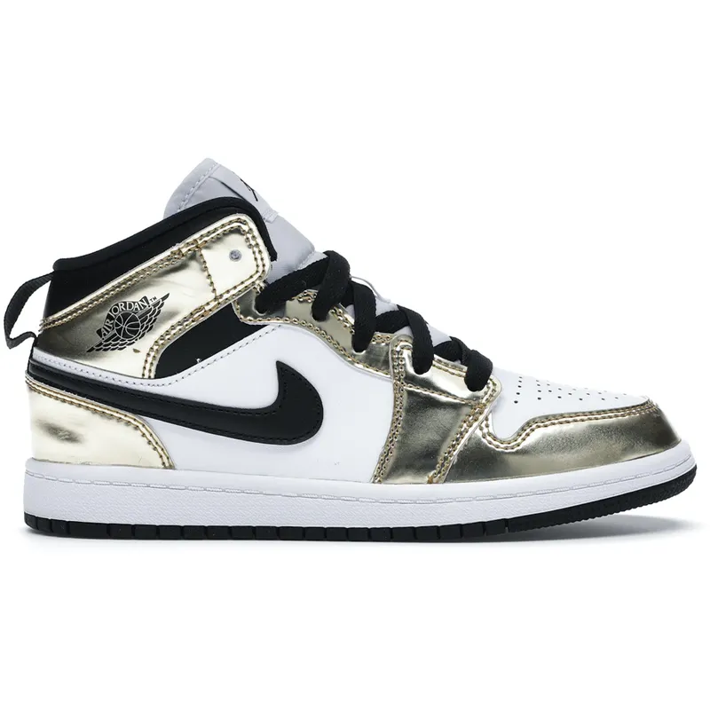 Jordan 1 Mid Metallic Gold Black White (PS) (DC1422-700)