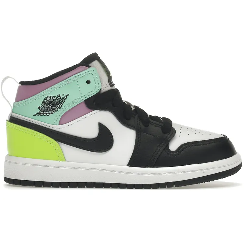 Jordan 1 Mid Pastel Black Toe (PS) (640734-175)