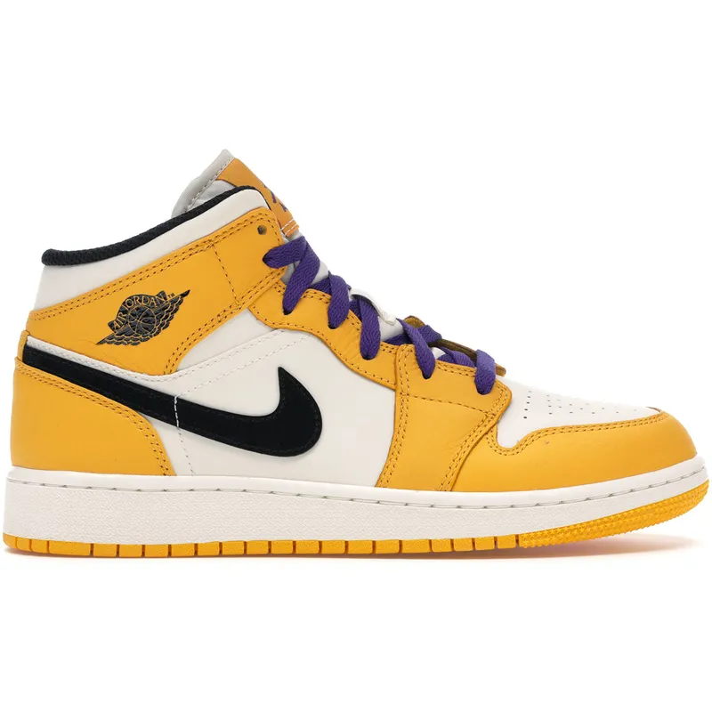 Jordan 1 Mid SE Lakers (GS) (BQ6931-700)