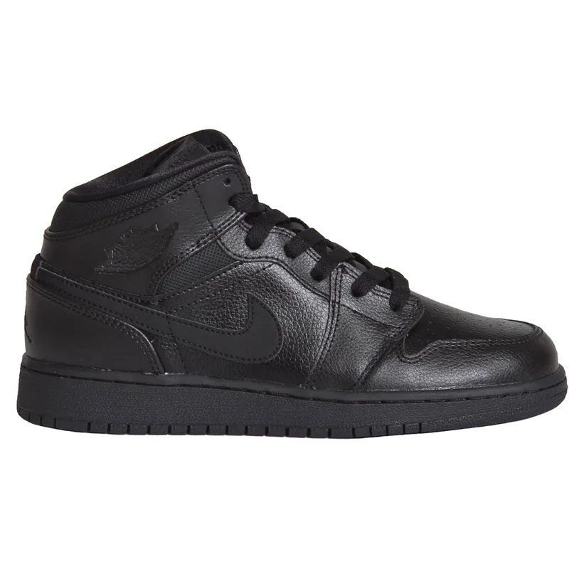 Jordan 1 Mid Triple Black (2015) (GS) (554725-030)