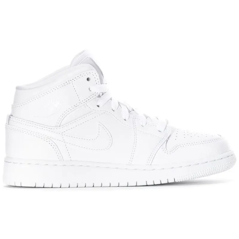 Jordan 1 Mid Triple White (2019) (GS) (554725-129)