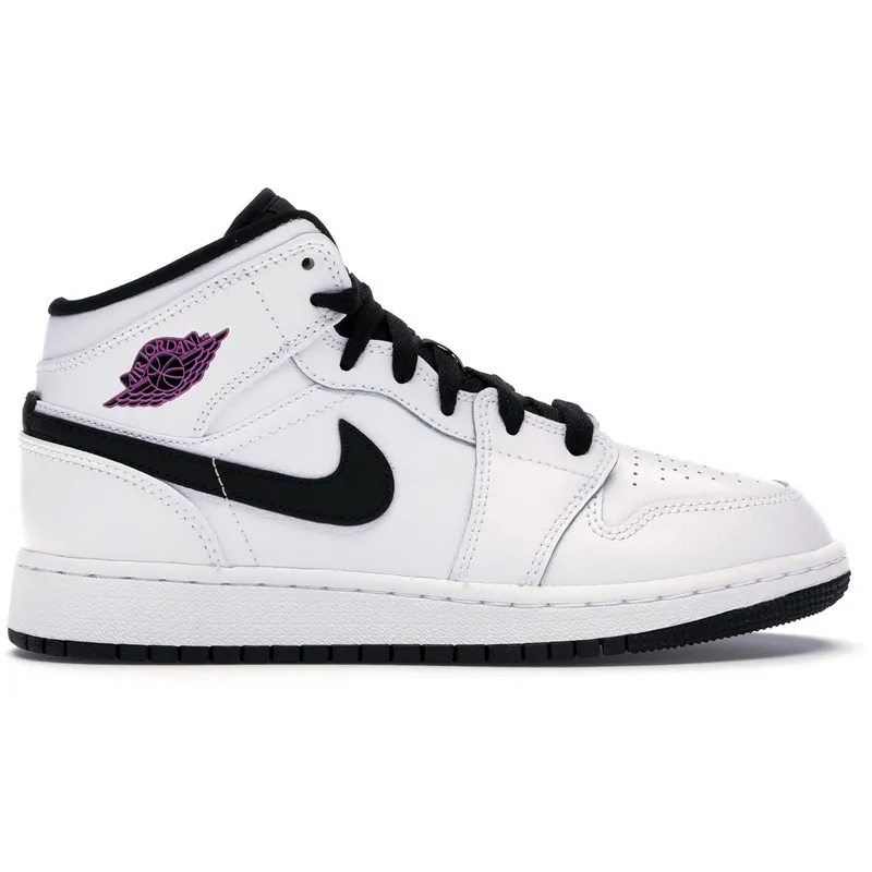 Jordan 1 Mid White Black Fuchsia Blast (GS) (555112-138)