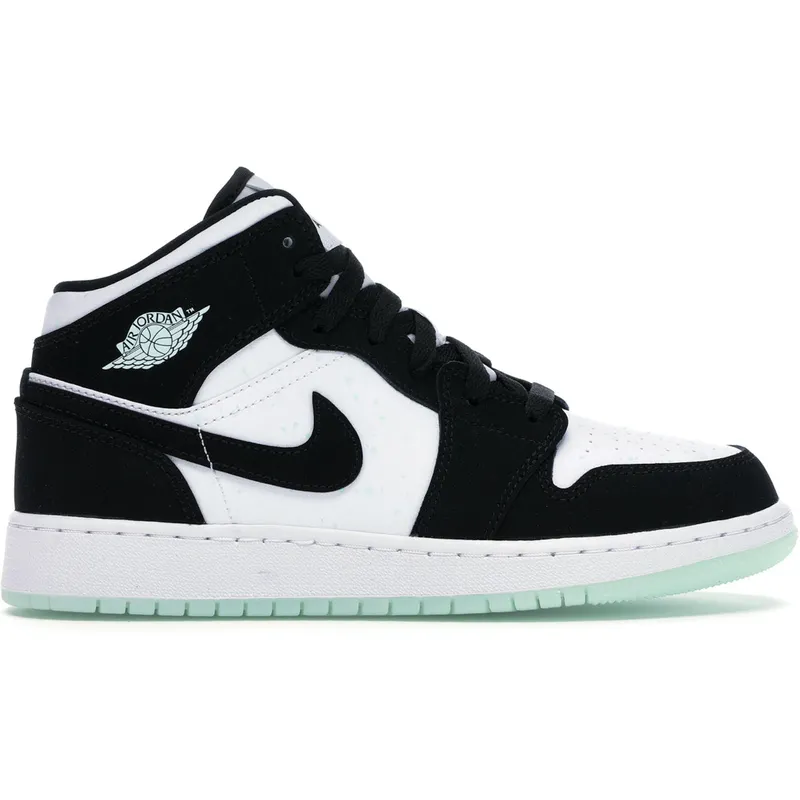 Jordan 1 Mid White Black Teal Tint (GS) (BQ6931-103)