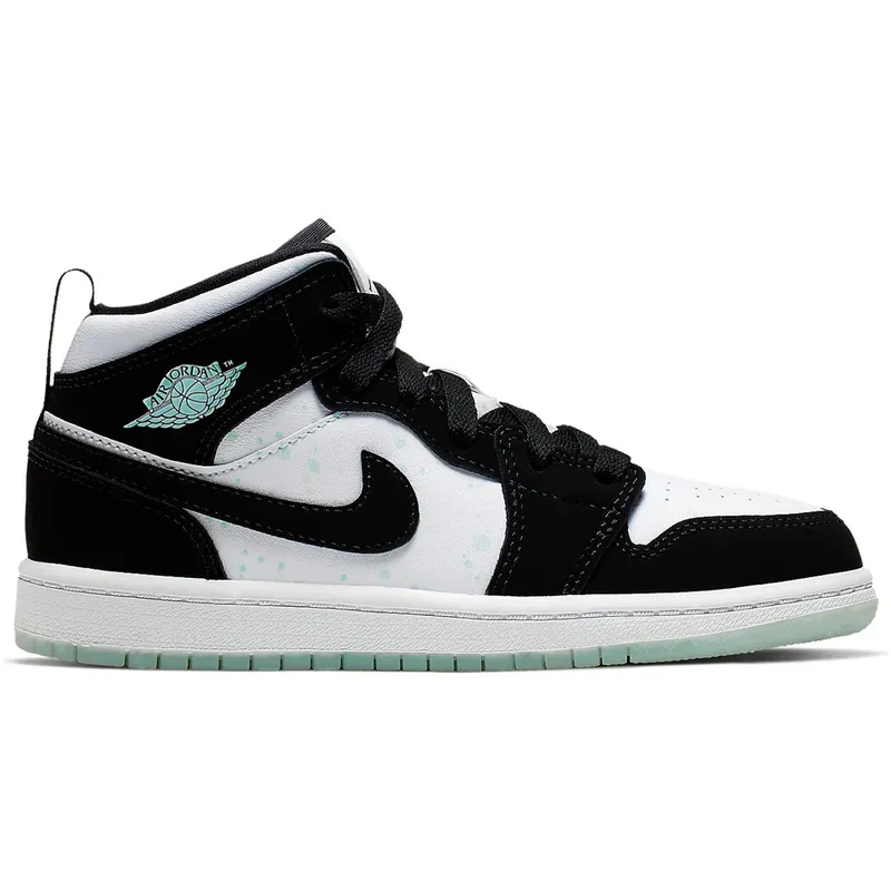 Jordan 1 Mid White Black Teal Tint (PS) (BQ6932-103)
