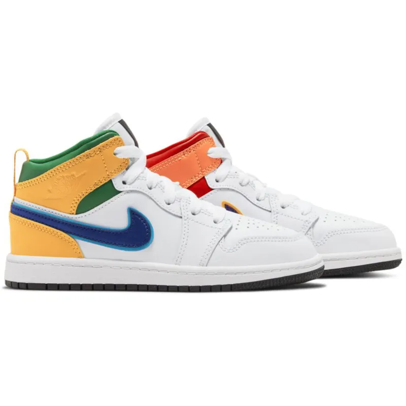 Jordan 1 Mid White Court Purple Teal (PS) (640734-128)