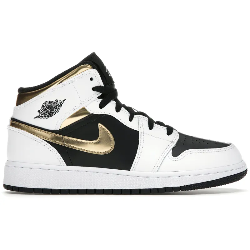 Jordan 1 Mid White Gold Black (GS) (554725-190)