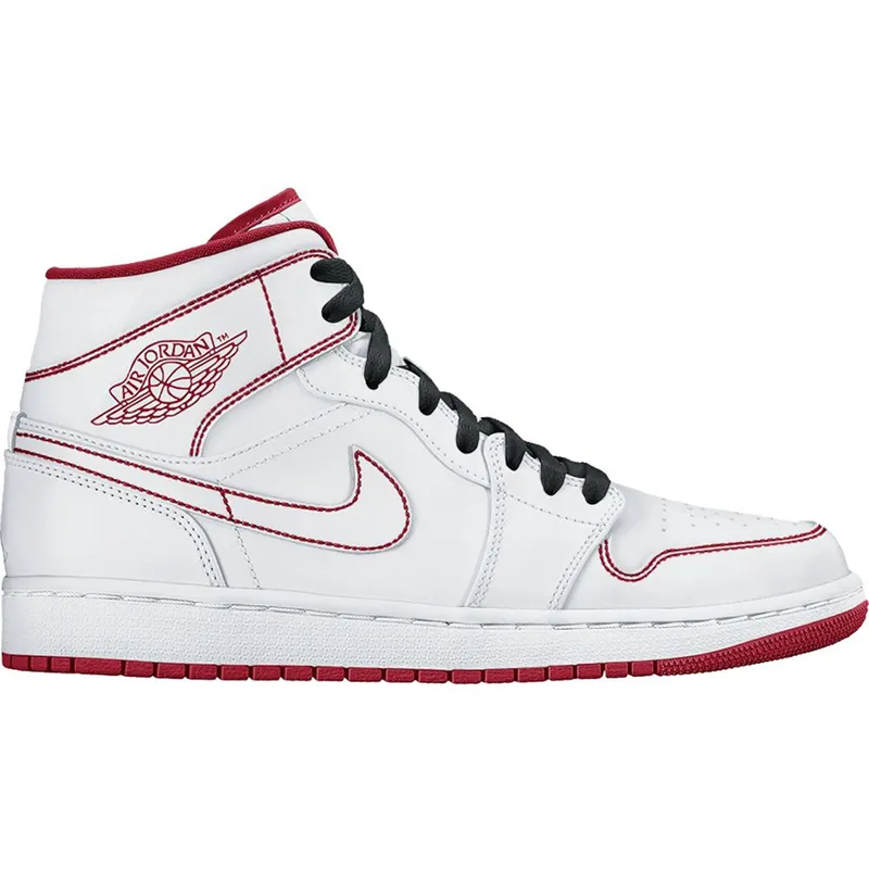 Jordan 1 Mid White Gym Red (GS) (554725-103)