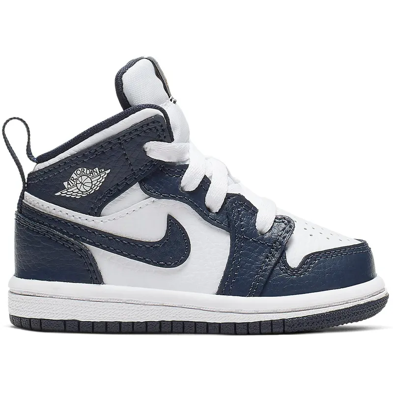 Jordan 1 Mid White Metallic Gold Obsidian (TD) (640735-174)