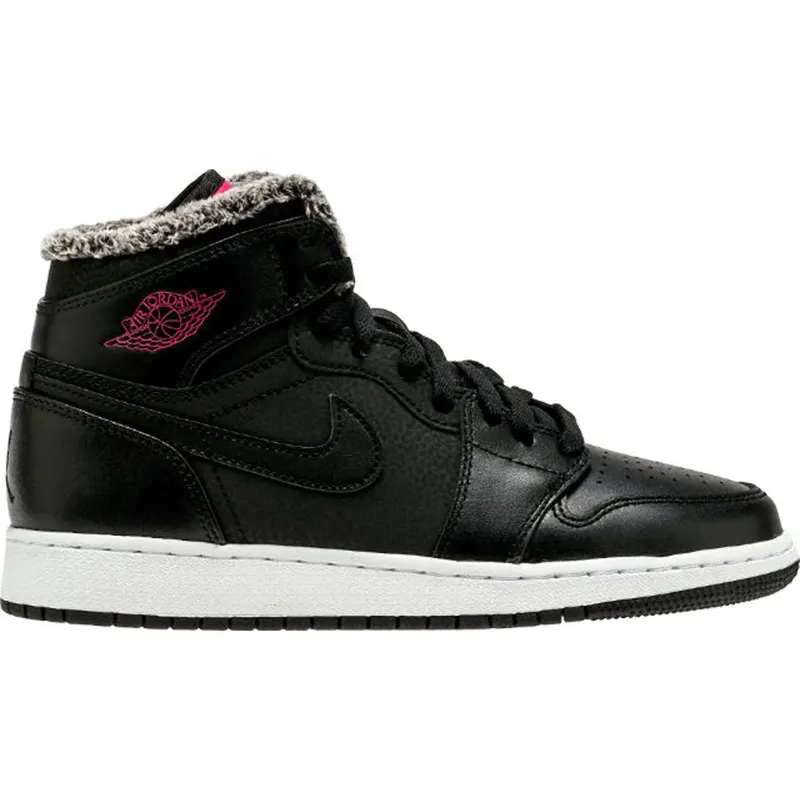 Jordan 1 Retro High Fleece Black Pink (GS) (332148-014)
