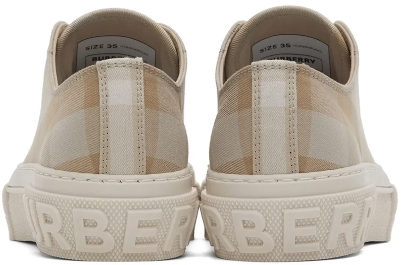 Burberry Beige Cotton Check Low-TopSneakers (8053990)