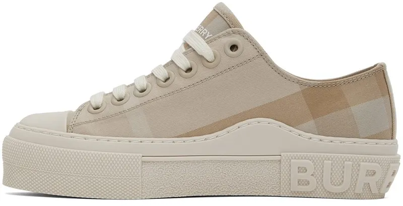 Burberry Beige Cotton Check Low-TopSneakers (8053990)