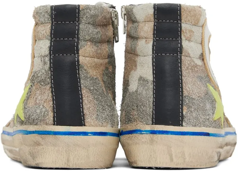 Golden Goose Gray & Tan Slide High Top Sneakers (GMF00116.F002461.8149)