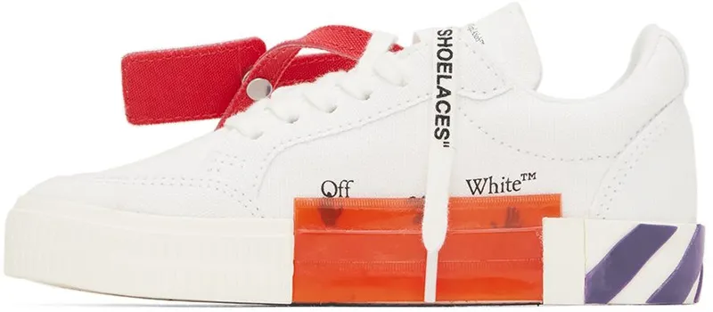 Off-White Kids White & Purple Vulcanized Sneakers (OGIA001S22FAB0010137)