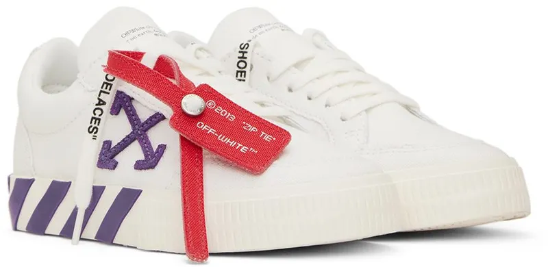 Off-White Kids White & Purple Vulcanized Sneakers (OGIA001S22FAB0010137)