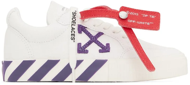 Off-White Kids White & Purple Vulcanized Sneakers (OGIA001S22FAB0010137)
