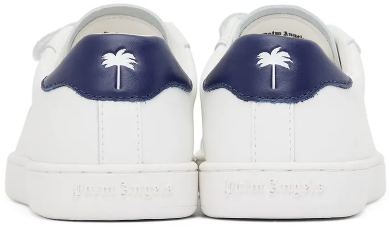 Palm Angels Kids White& Navy Palm 1 Strap Sneakers (PBIA006S22LEA0010146)