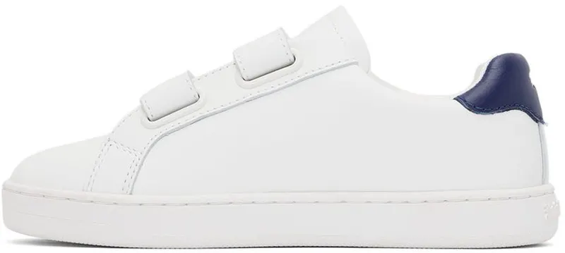 Palm Angels Kids White& Navy Palm 1 Strap Sneakers (PBIA006S22LEA0010146)