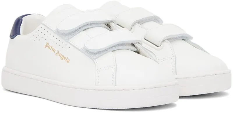 Palm Angels Kids White& Navy Palm 1 Strap Sneakers (PBIA006S22LEA0010146)