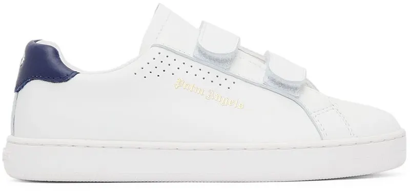 Palm Angels Kids White& Navy Palm 1 Strap Sneakers (PBIA006S22LEA0010146)